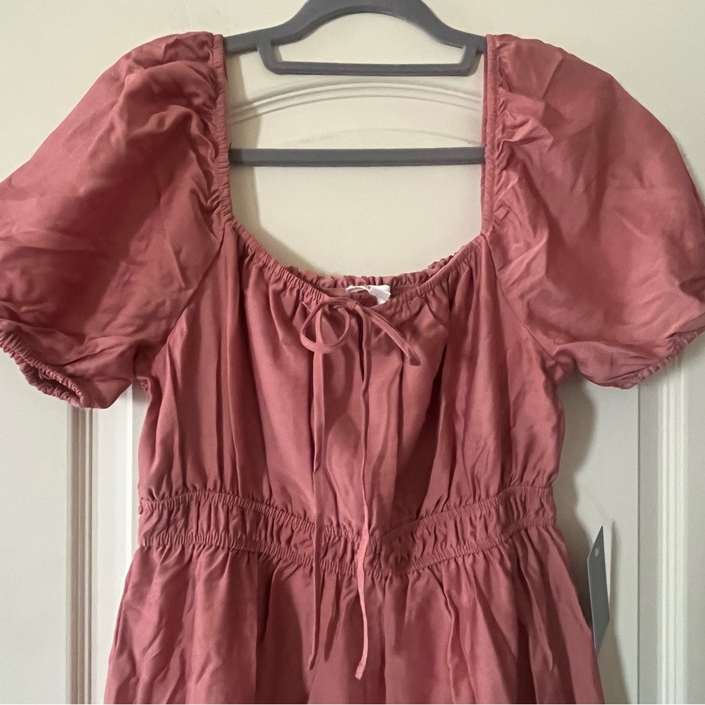 August Sky Dark Blush Puffy Sleeve Stretchy Maxi Dress Women’s size medium - Picture 9 of 15